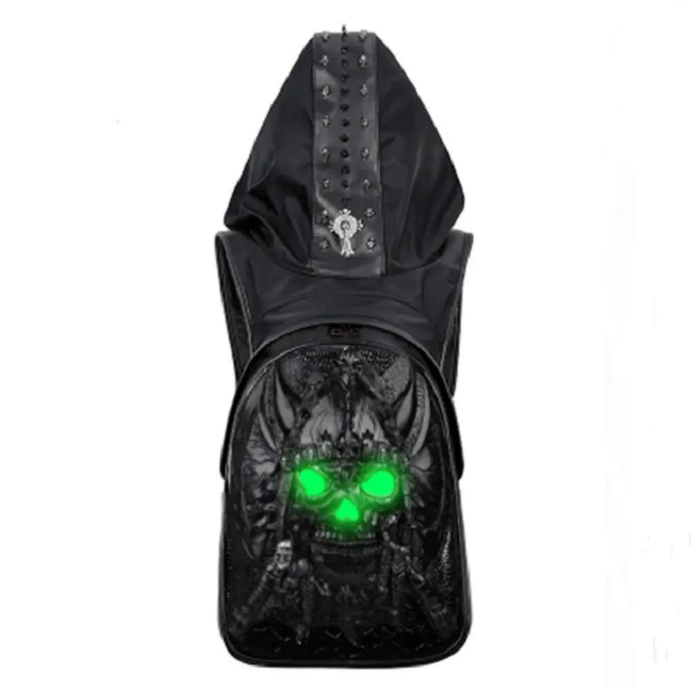 3D Backpack Unisex Ghost Skull Backpack Glow In The Dark Fashion Rivets Large Capacity Laptop Travel Backpack With Hat-1