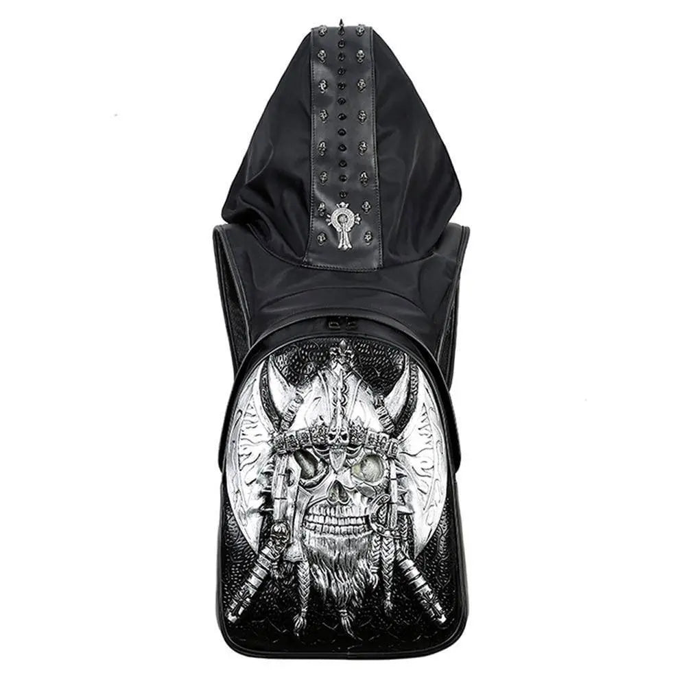 3D Backpack Unisex Ghost Skull Backpack Glow In The Dark Fashion Rivets Large Capacity Laptop Travel Backpack With Hat-3