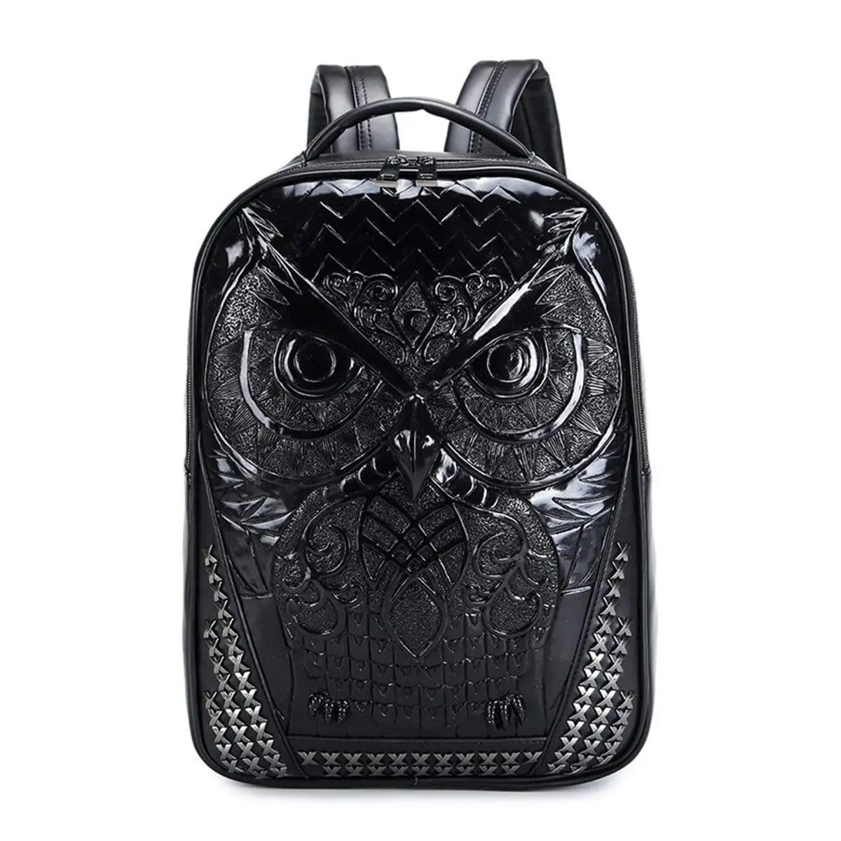 3D Backpack ,Fashion Punk Rivets Waterproof 3D Owl Backpack Laptop Computer Knapsack Bags-3