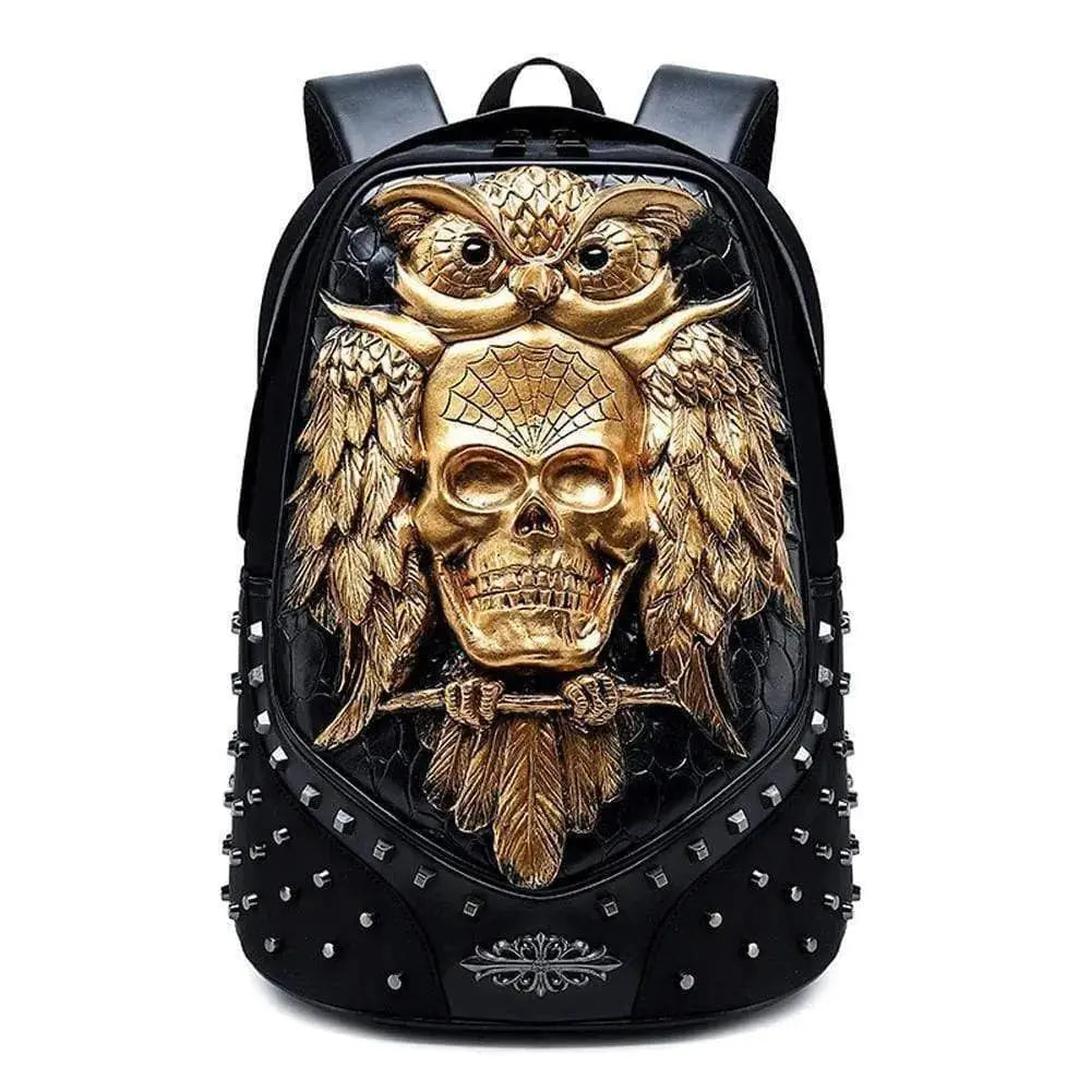 3D Backpack ,Studded 3D Happy Skull With Bat Unisex Fashion Computer Backpacks Bags-0