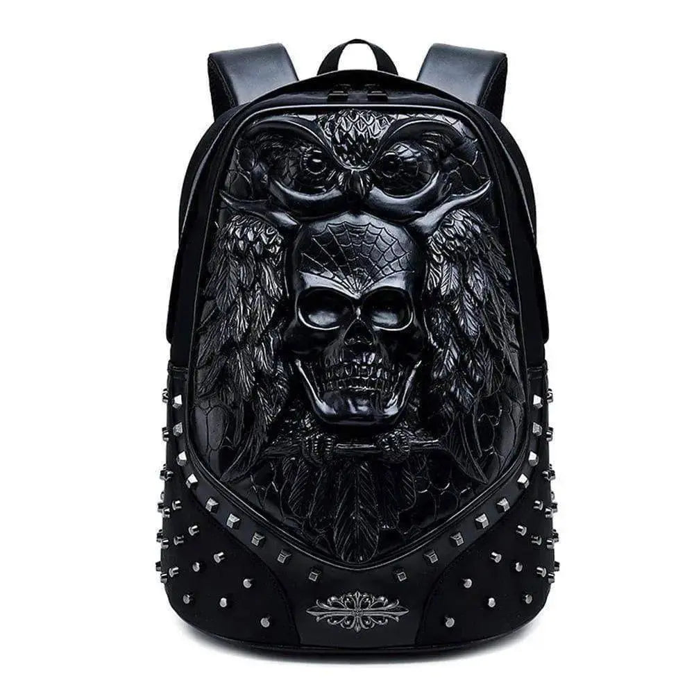 3D Backpack ,Studded 3D Happy Skull With Bat Unisex Fashion Computer Backpacks Bags-1