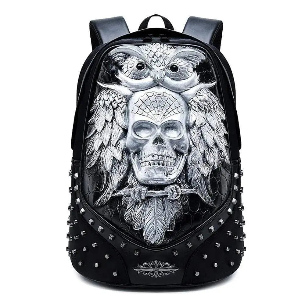 3D Backpack ,Studded 3D Happy Skull With Bat Unisex Fashion Computer Backpacks Bags-2