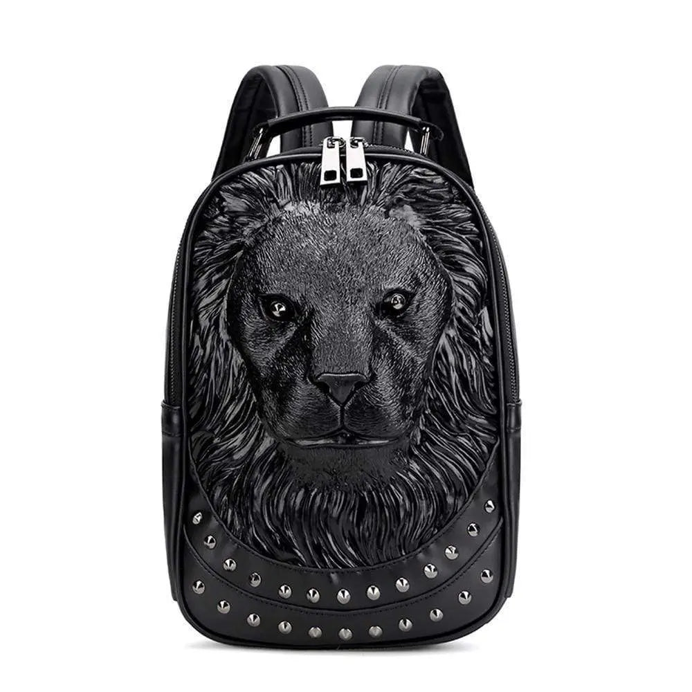 3D Backpack ,Studded 3D Serious Lion Statue Unisex Fashion Trendy Backpacks-1