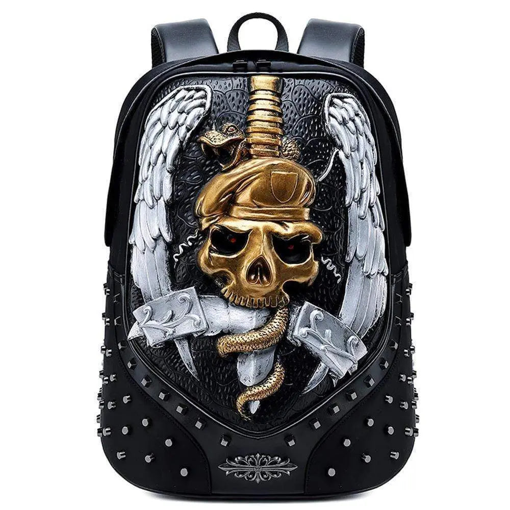 3D Backpack ,Studded Halloween 3D Elf With Sword Faux Leather Rivets Studded Travelling Computer Bags-1