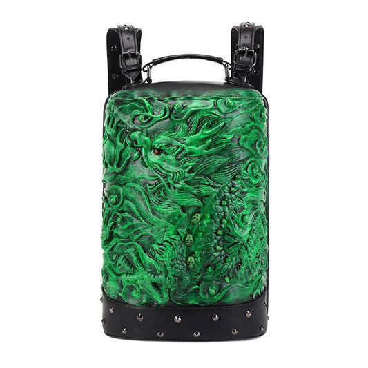 3D Backpack, Fashion 3D Double Hovering Dragon ,Cylinder Backack-0