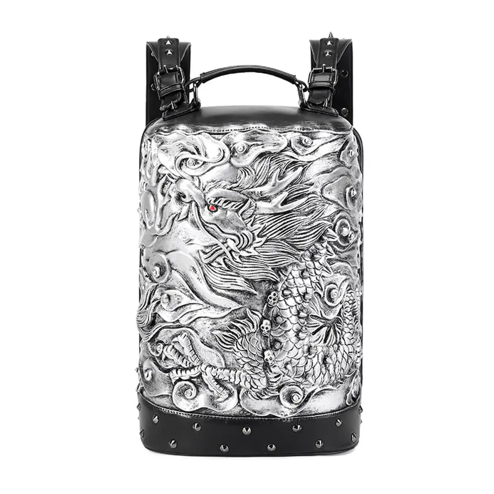 3D Backpack, Fashion 3D Double Hovering Dragon ,Cylinder Backack-2