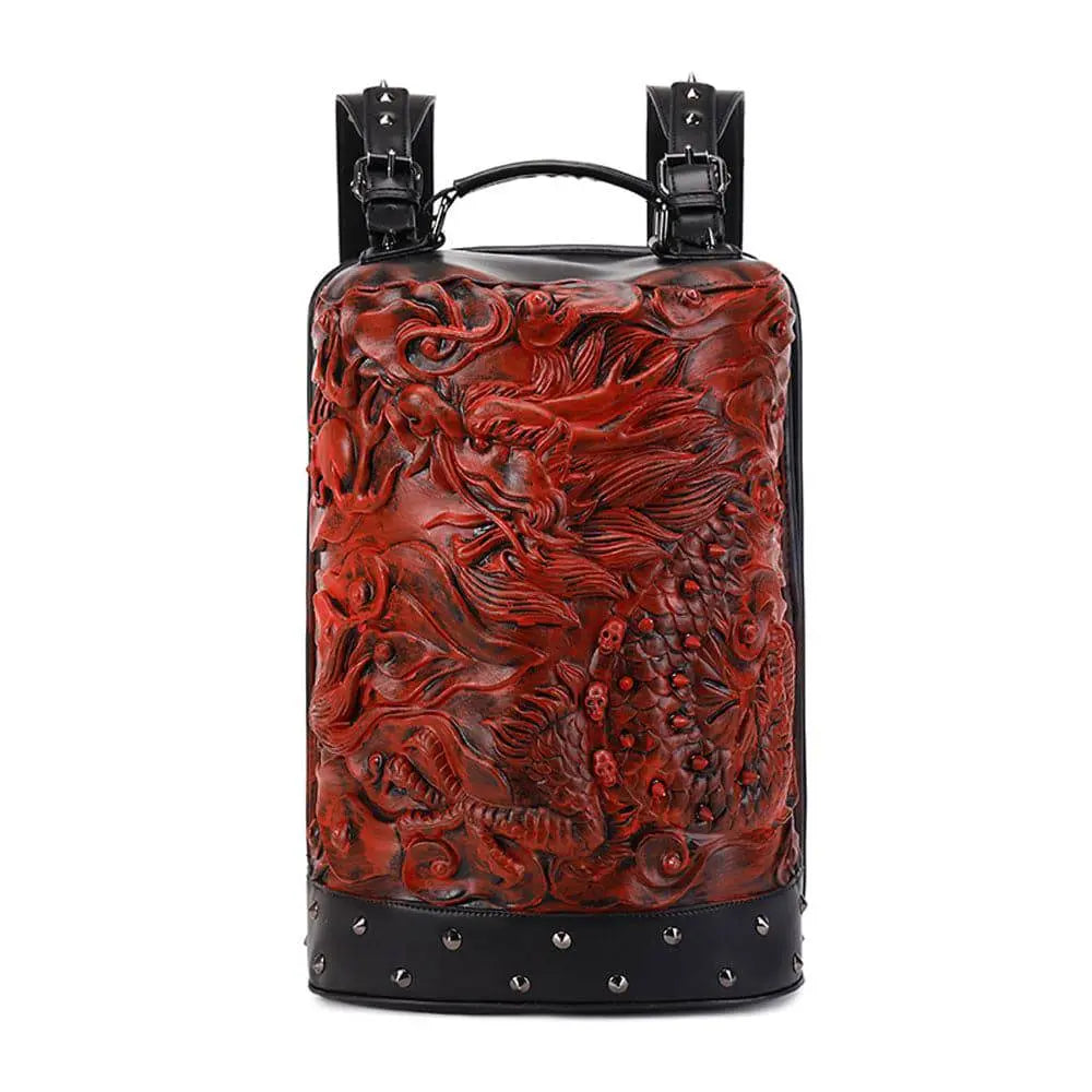 3D Backpack, Fashion 3D Double Hovering Dragon ,Cylinder Backack-3