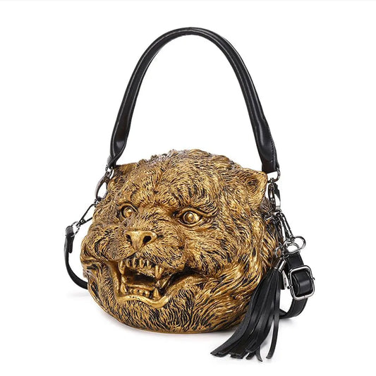 3D Backpack, Fashion 3D Happy Small Tiger Head SquareBag,  Cross Body Handle Shoulder Bag-0