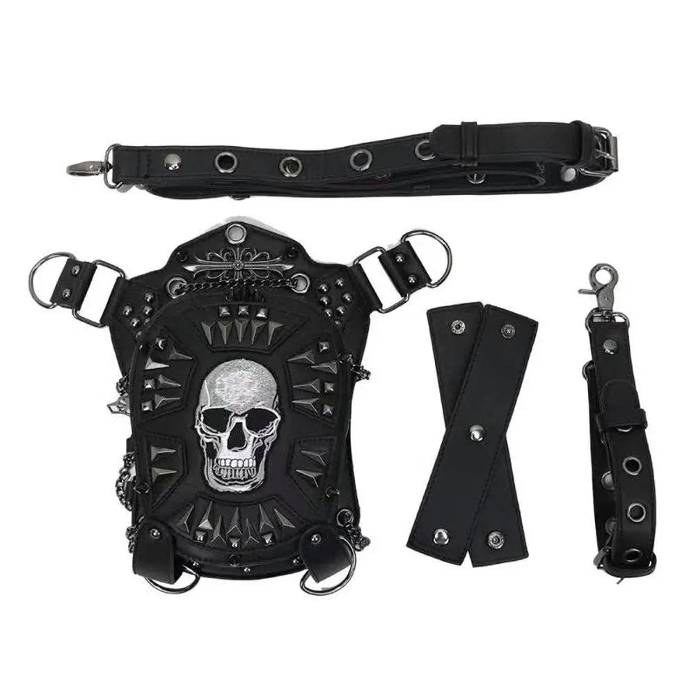 3D Bags Multi-functional Studded Hip Hop Chest Skull Sling Bag Cross Body Shoulder Bag For Men Women Punk-4