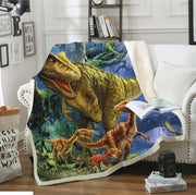3D Dinosaur Printed Soft And Comfortable Single Office Blanket - Memoriex 