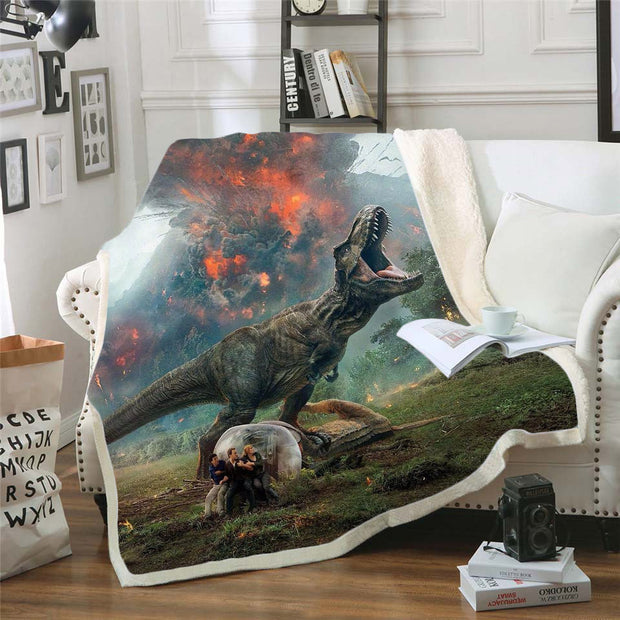 3D Dinosaur Printed Soft And Comfortable Single Office Blanket - Memoriex 