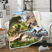 3D Dinosaur Printed Soft And Comfortable Single Office Blanket - Memoriex 