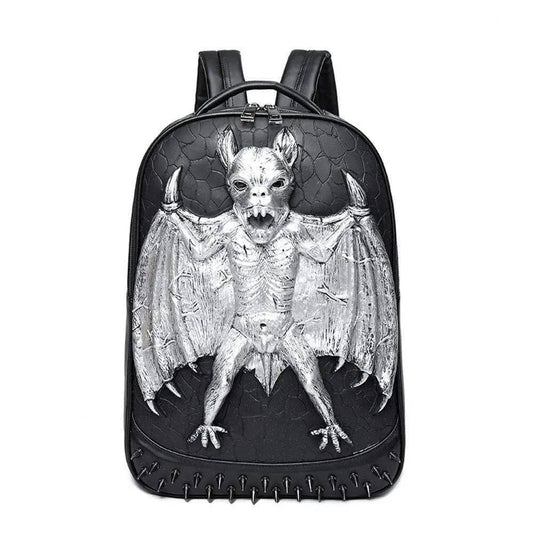 3D Evil Bat PU Studded Computer Backpack Bag-0