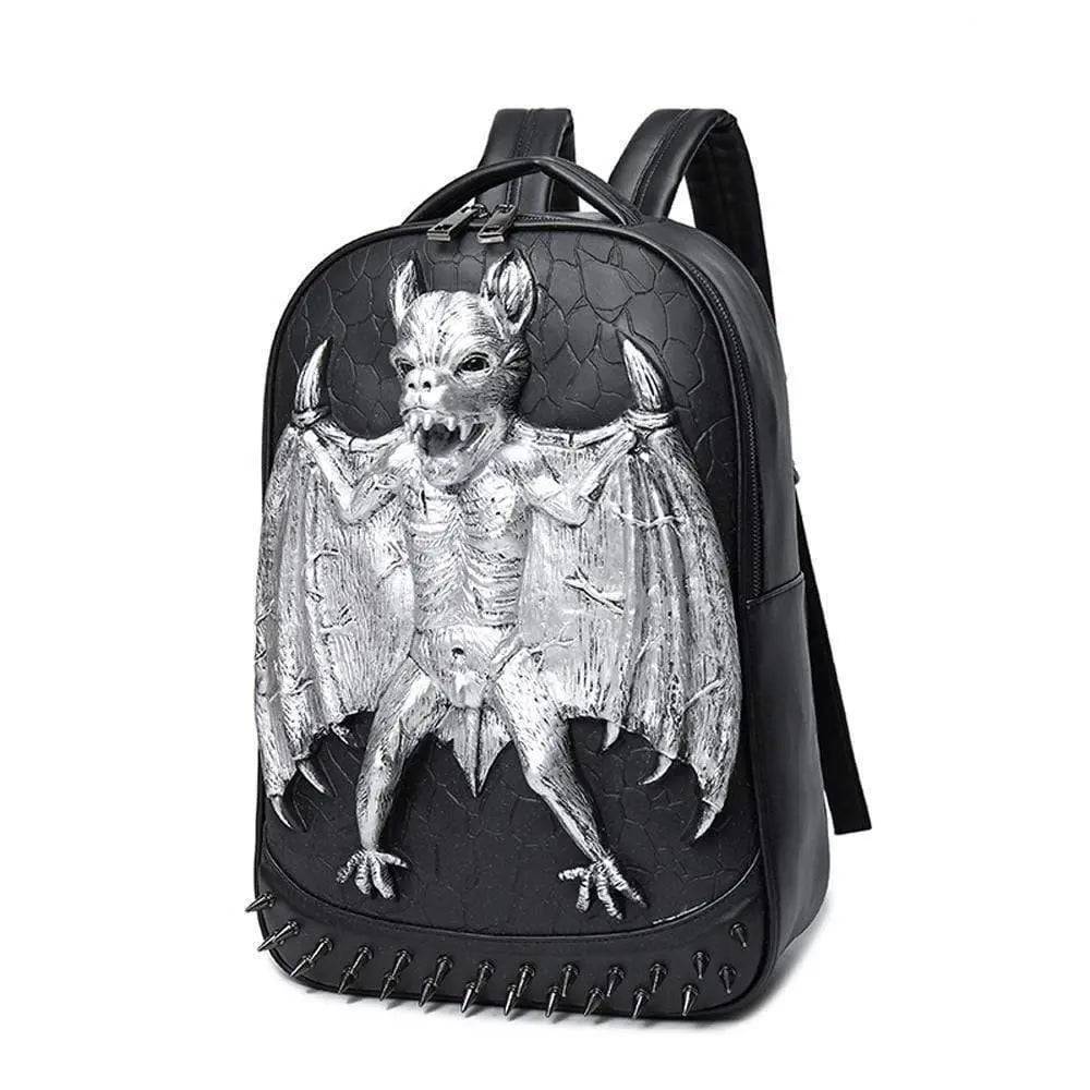 3D Evil Bat PU Studded Computer Backpack Bag-3