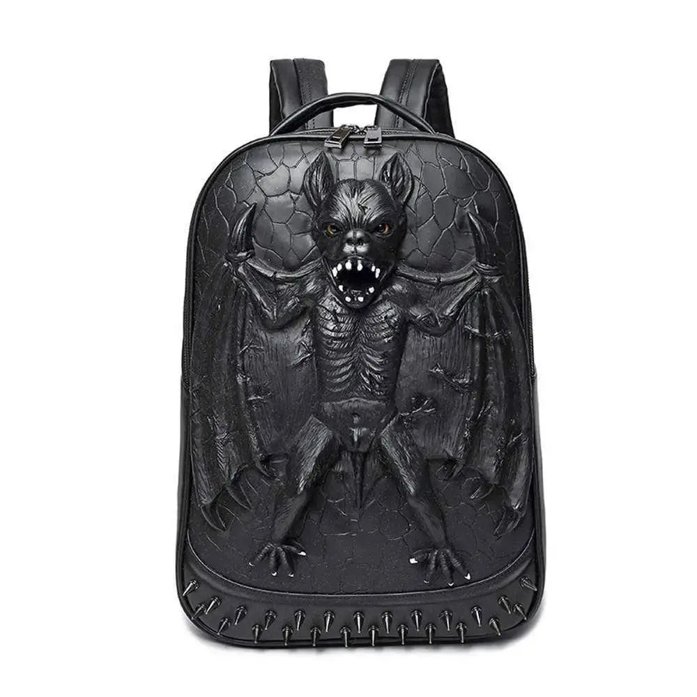 3D Evil Bat PU Studded Computer Backpack Bag-2