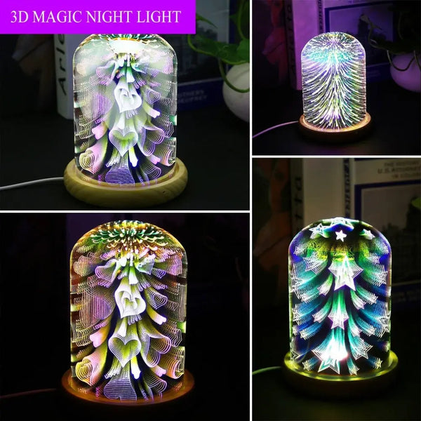 3D Night Light Magic Desk Table Lamp with Glass Cover LED USB Atmosphere Light 37D - Memoriex 