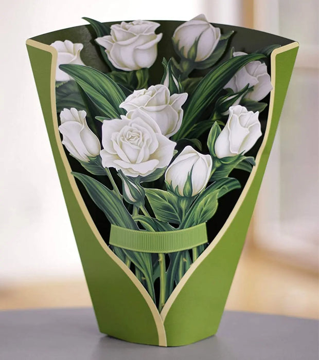 3D Paper Flowers Popup Greeting Cards Handmade Flower Bouquet Cards with Note Card and Envelope for Wedding Mother's Day - Memoriex 