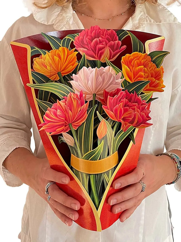 3D Paper Flowers Popup Greeting Cards Handmade Flower Bouquet Cards with Note Card and Envelope for Wedding Mother's Day - Memoriex 