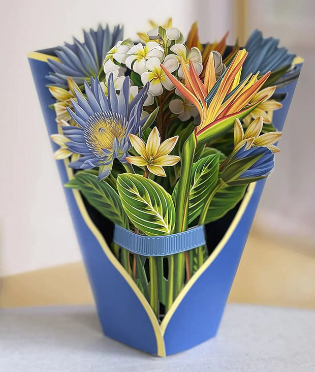 3D Paper Flowers Popup Greeting Cards Handmade Flower Bouquet Cards with Note Card and Envelope for Wedding Mother's Day - Memoriex 