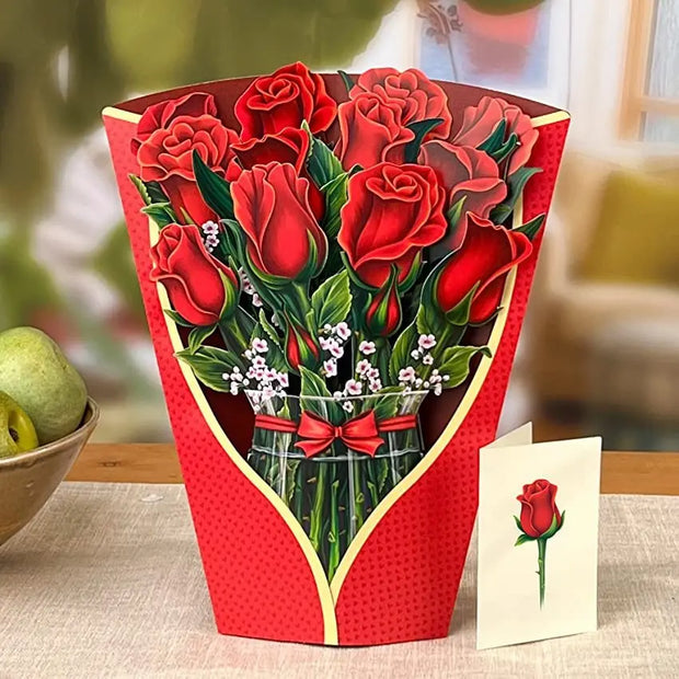 3D Paper Flowers Popup Greeting Cards Handmade Flower Bouquet Cards with Note Card and Envelope for Wedding Mother's Day - Memoriex 