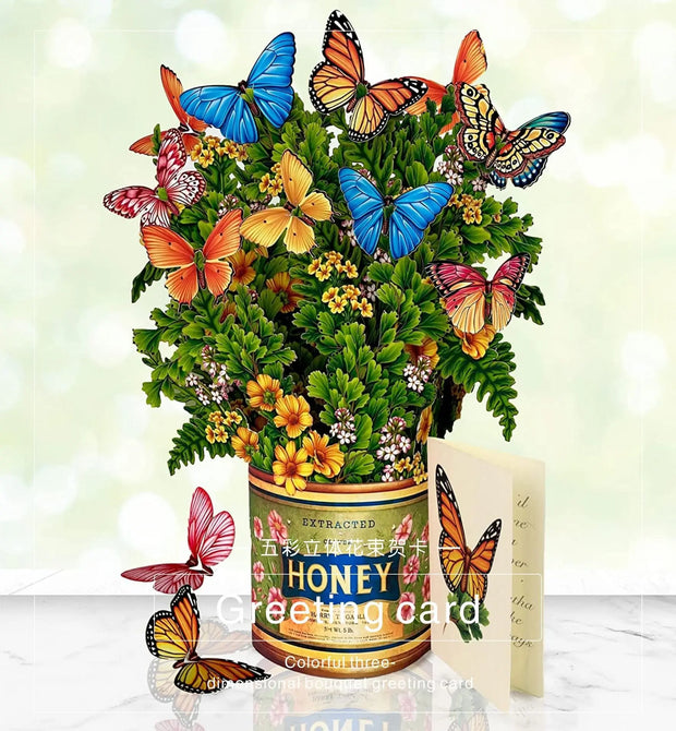 3D Paper Flowers Popup Greeting Cards Handmade Flower Bouquet Cards with Note Card and Envelope for Wedding Mother's Day - Memoriex 