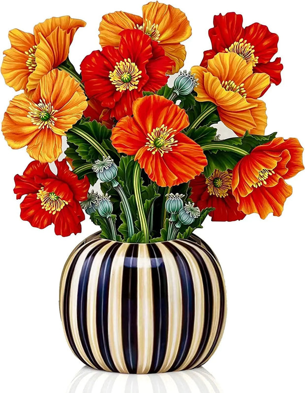 3D Paper Flowers Popup Greeting Cards Handmade Flower Bouquet Cards with Note Card and Envelope for Wedding Mother's Day - Memoriex 