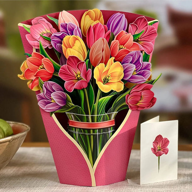 3D Paper Flowers Popup Greeting Cards Handmade Flower Bouquet Cards with Note Card and Envelope for Wedding Mother's Day - Memoriex 