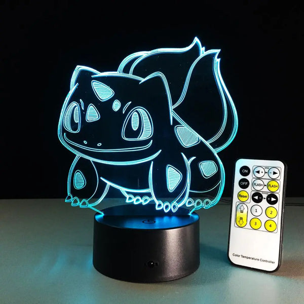 3D Pikachu Pokeball Bulbasaur Bay Role RGB Pokemon Night Light Go Action Figure visual illusion LED Holiday Christmas Gifts - Memoriex 