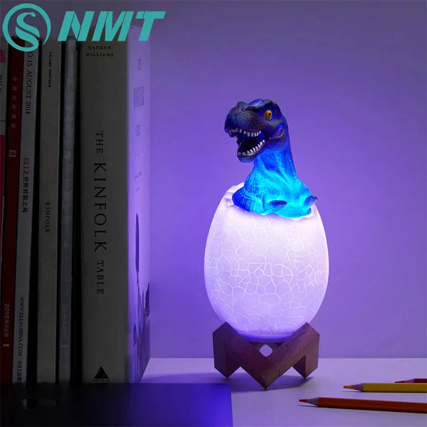 3D Printed Touch Sensor LED Night Light 16 Colors Dinosaur Egg Bedside Lamp Remote Control 4 Modes Toy Rechargeable Table Lamp - Memoriex 