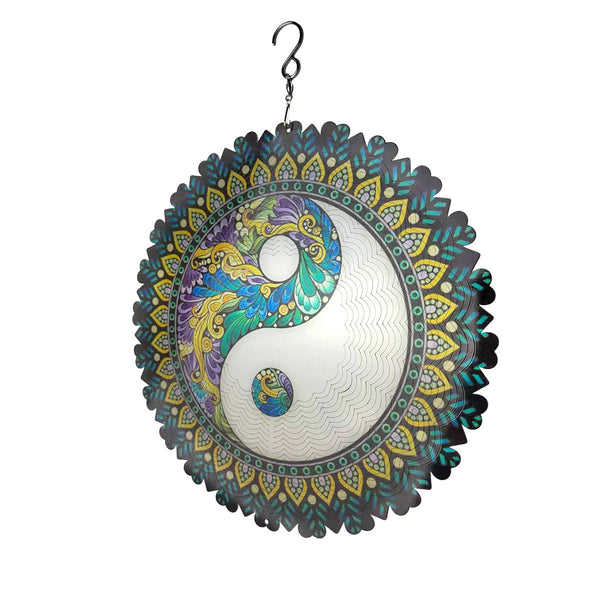 3D Rotating Wind Chimes Mandala Outdoor Garden Stainless Steel Decoration - Memoriex 