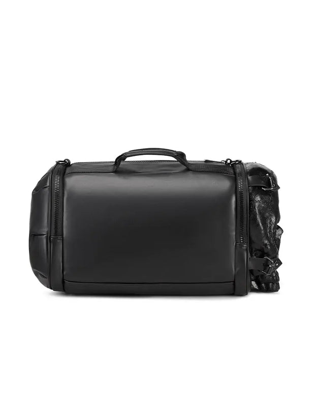 3D Shoulder Bag 3D PU Leather Large Studded Skull Travel Duffel Shoulder Bag-3