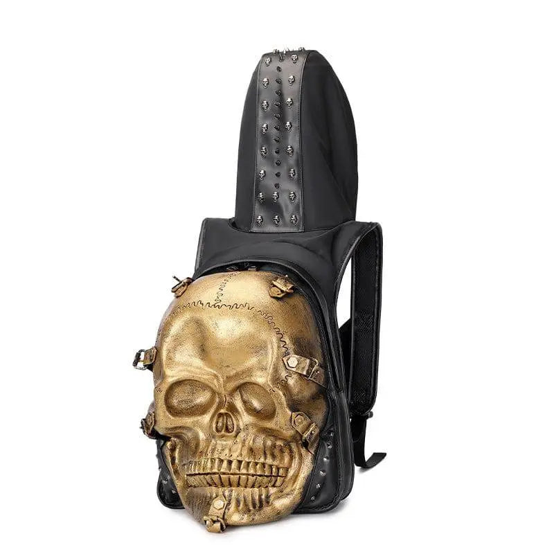 3D Skull Backpack Rivets Skull Backpack With Hoodie Cap-1