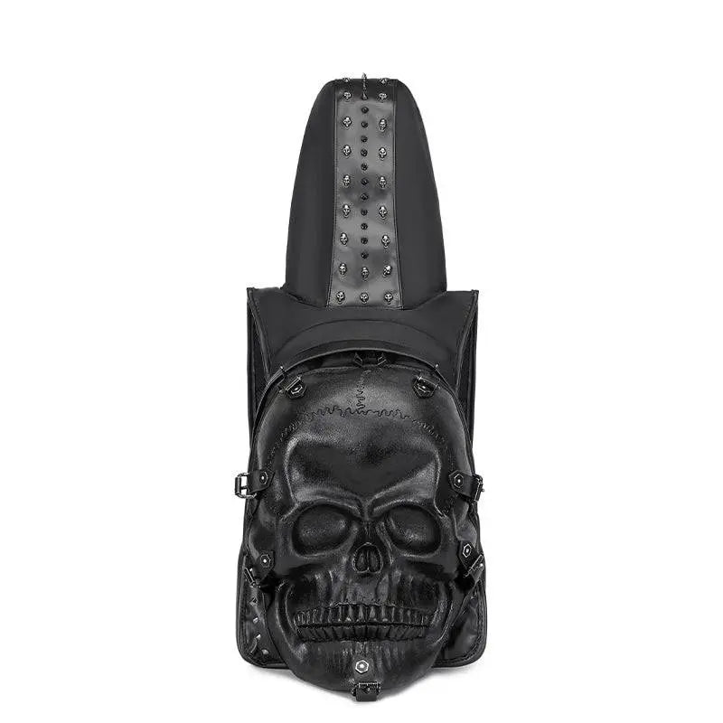 3D Skull Backpack Rivets Skull Backpack With Hoodie Cap-5