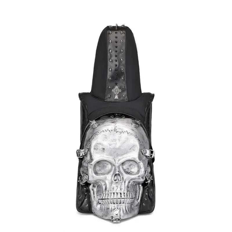 3D Skull Backpack Rivets Skull Backpack With Hoodie Cap-6