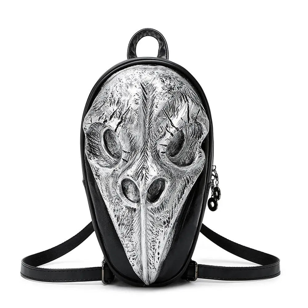 3D Skull Backpack ,3D Skull Bird With Sharp Pointed Beak Small Backpack-0