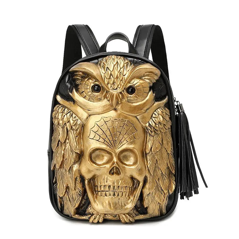 3D Skull Backpack ,3D Skull Owl Small Backpack-0