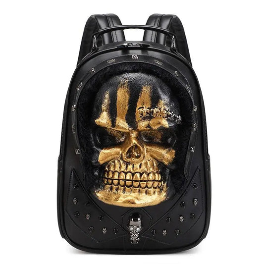 3D Skull Backpack,Skull  Studded, With Hair Backpack-0