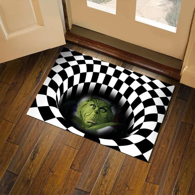 3D visual clown floor mat, funny entrance floor mat, illusion vortex floor mat - Memoriex 