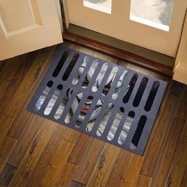 3D visual clown floor mat, funny entrance floor mat, illusion vortex floor mat - Memoriex 
