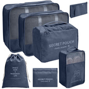 7PCS travel storage bag set, lipstick, makeup, washing, digital folding and organizing bag, bundle mouth luggage bag - Memoriex