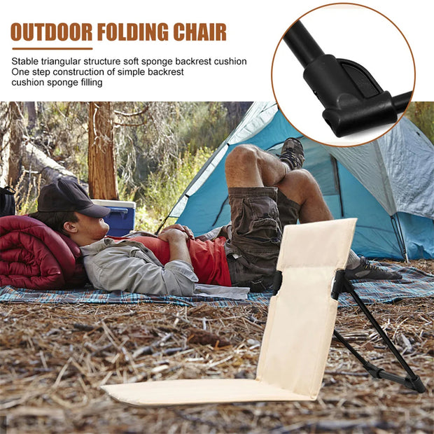Foldable Camping Chair Outdoor Garden Park Single Lazy Chair Backrest Cushion Picnic Camping Folding Back Chair Beach Chairs - Memoriex