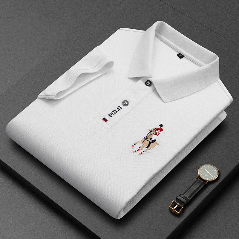 Men's short sleeved POLO shirt with a lapel and pearl T-shirt for Father's Day