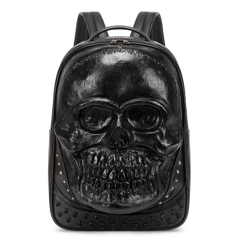 Cool Unisexs 3D Skull Backpack , Smiling Skull Backpack , Studded Large Volumn Laptop Backpack-1