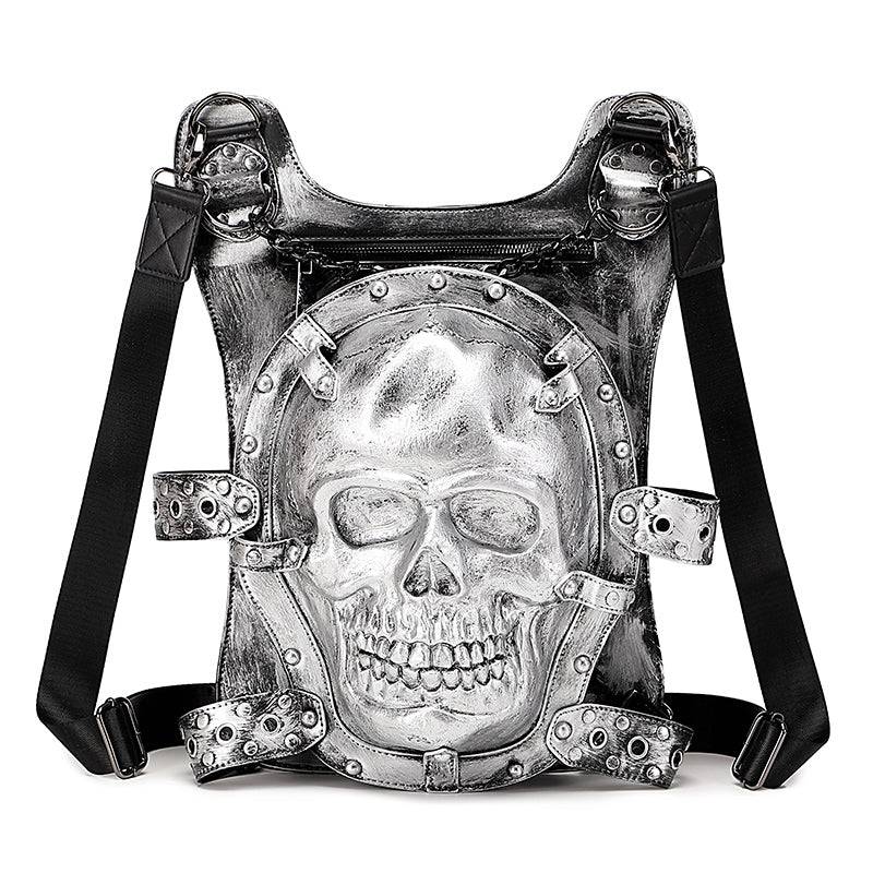 Cool Unisexs 3D Skull Backpack ,Leisure Backpack , Chain Handle Bag-1