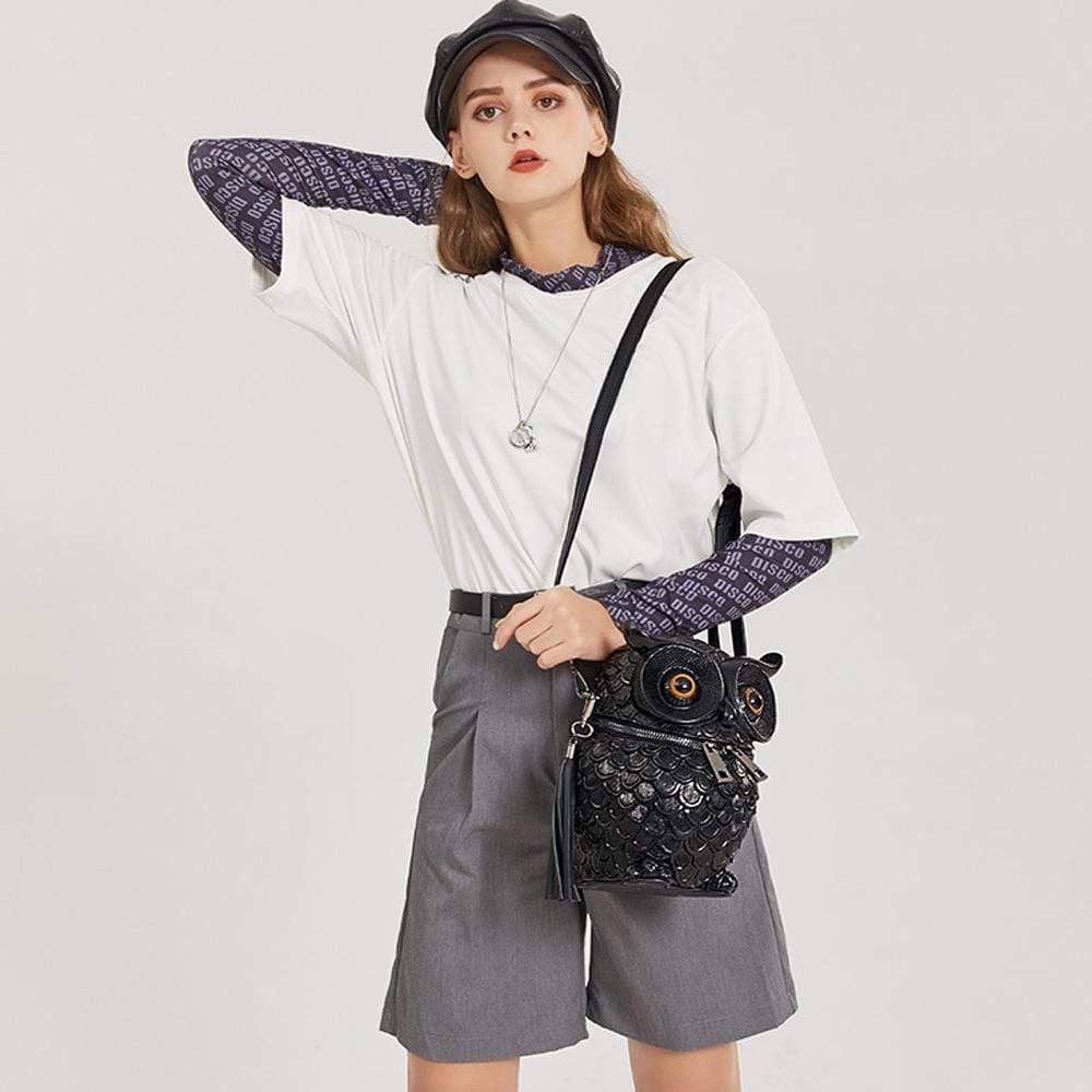 3D  Owl Handle Shoulder Messenger Cross body Backpack-3