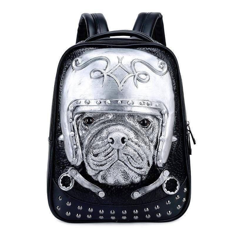 3D Backpack 3D Sha Pei Dog With Helmet Studded Backpack,14 Inch Lightweight Computer Rucksack-2