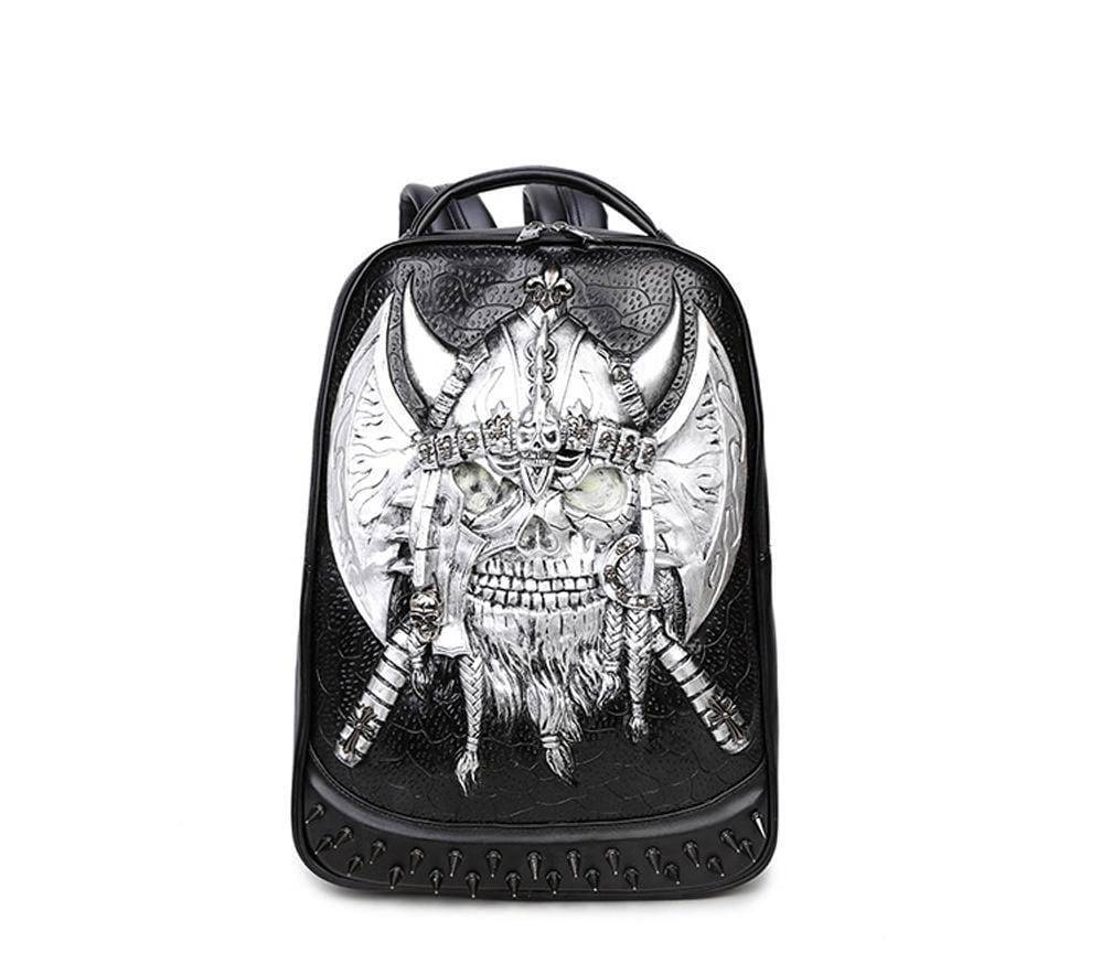 Halloween Backpack Punk Rivets Waterproof 3D Ghost Skull Crown Laptop Computer Knapsack-1