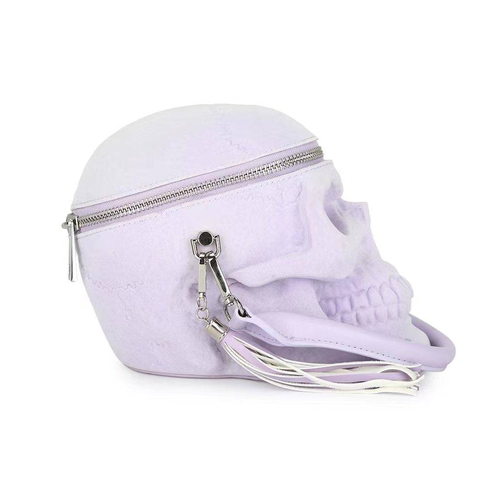 3D Bags Lilac Suede Skull Cross Body Shoulder Bag Mini Handle Handbags-2