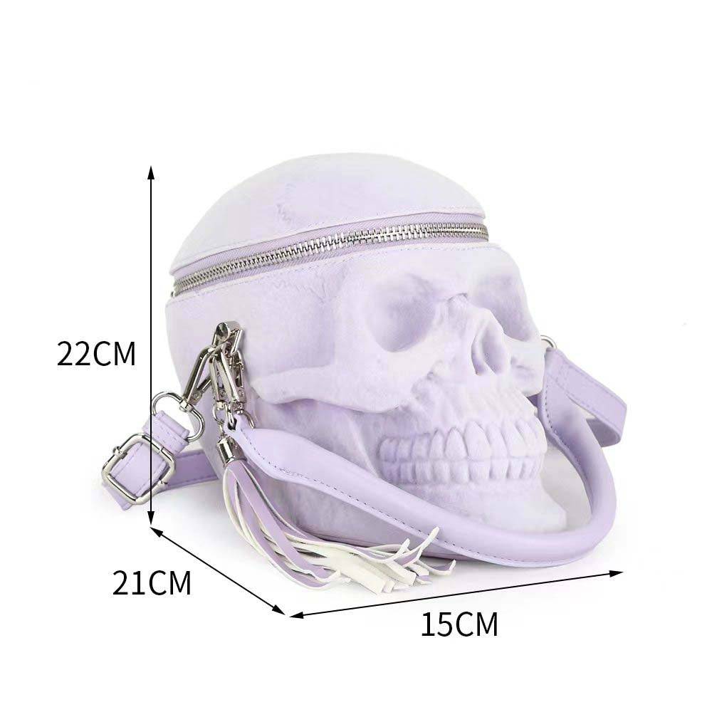 3D Bags Lilac Suede Skull Cross Body Shoulder Bag Mini Handle Handbags-4