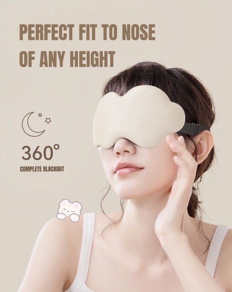 3D Contoured Puffy Cute Could Sleep Eye Mask - Ultra Lightproof and Comfortable-3